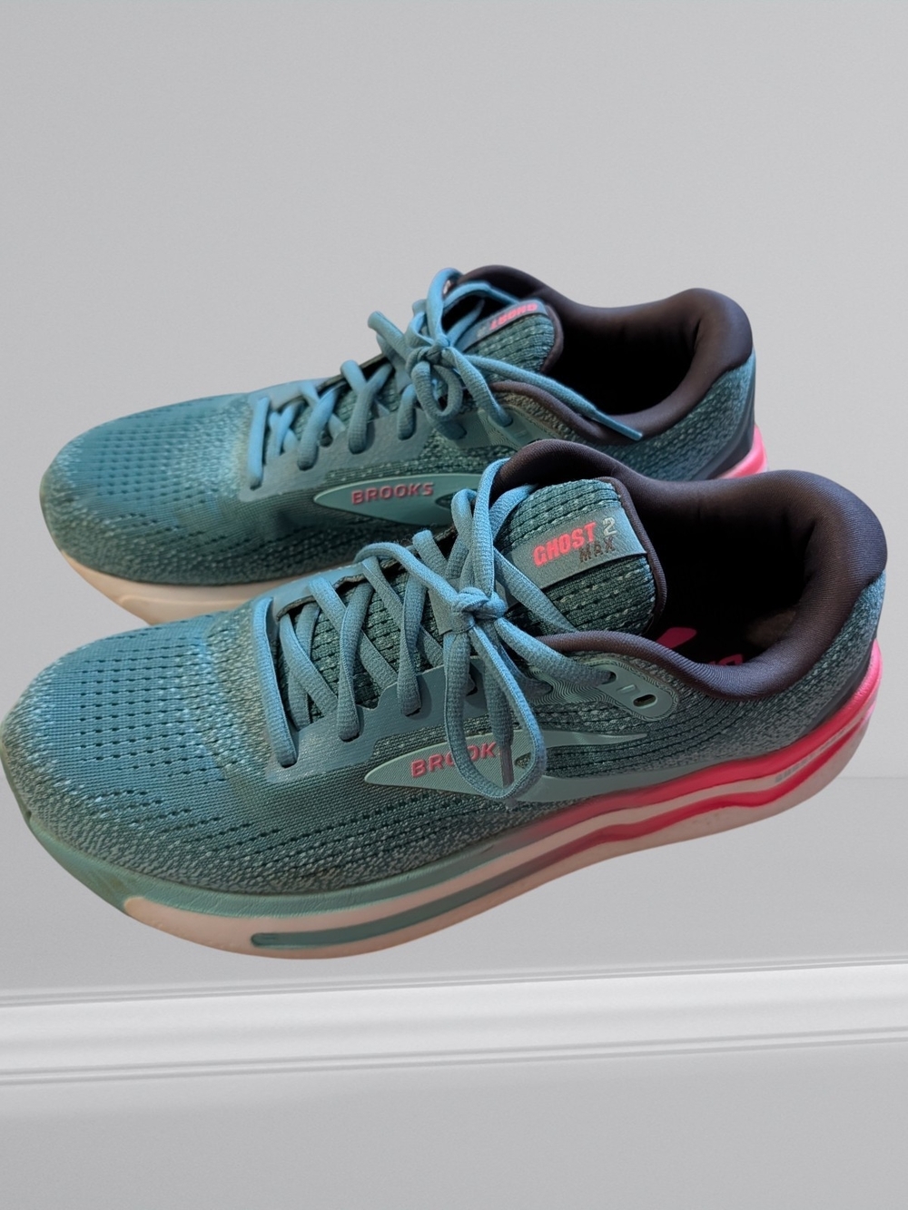 Brooks Ghost Max 2 Women’s Running Shoes — Teal with Pink Accents